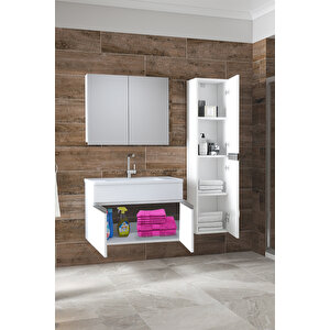 Esen Beyaz (65+35) 100 Cm Ayna Dolaplı Boy Dolaplı Mdf Banyo  Dolabı Seti