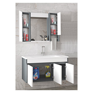 Estella 100 Cm Mdf Aynalı Seramik Lavabolu Banyo Dolabı Takımı