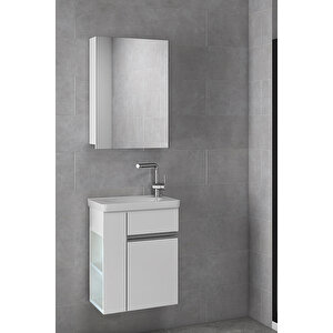 Miniço-raflı Ebeveyn 50 Cm X 32 Cm Ayna Dolaplı Lavabolu Mdf Banyo Dolabı Seti