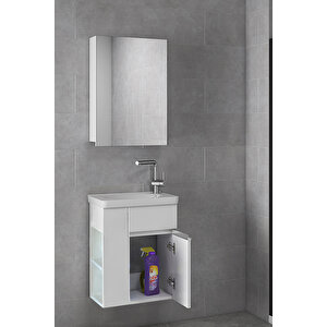 Miniço-raflı Ebeveyn 50 Cm X 32 Cm Ayna Dolaplı Lavabolu Mdf Banyo Dolabı Seti
