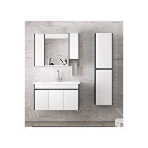 Estella 100+35 (135 ) Cm Mdf-Boy Dolaplı Aynalı Seramik Lavabolu Banyo Dolabı Takımı