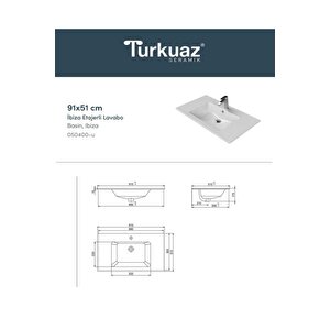 Cerastyle Ibiza Mobilya Uyumlu Etajerli Lavabo 91x51