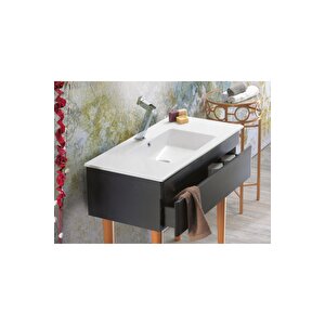 Turkuaz Cerastyle Ibiza Mobilya Uyumlu Etajerli Lavabo 91x51