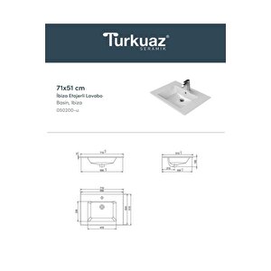 Cerastyle Ibiza Mobilya Uyumlu Etajerli Lavabo 71x51