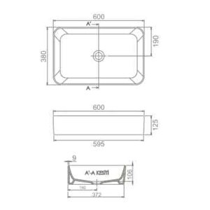 Cerastyle Hera Tezgah Üstü Çanak Lavabo B.deliksiz 60x38