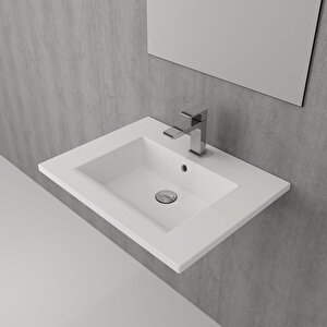 Milano Etajerli Lavabo 60 Cm Parlak Beyaz