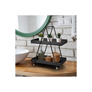 2 Katlı Siyah Metal Banyo Ve Mutfak Rafı Model 1