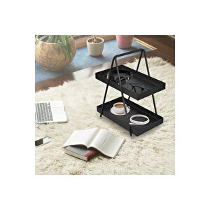 2 Katlı Siyah Metal Banyo Ve Mutfak Rafı Model 1