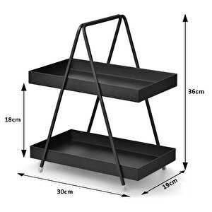 2 Katlı Siyah Metal Banyo Ve Mutfak Rafı Model 1