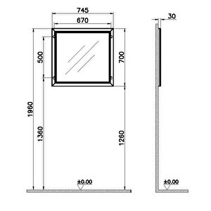 Vitra Valarte Aydınlatmalı Düz Ayna 80 Cm Mat Gri 62217 Beyaz