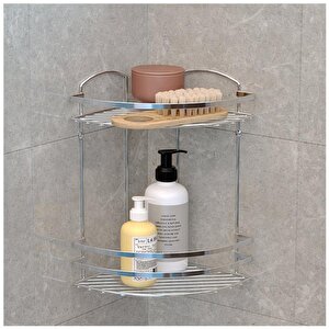 Tekno Tel Lm-008 2 Katlı Köşelik Banyo Rafı Şampuanlık Krom