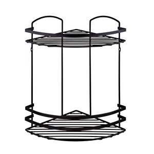 Tekno Tel Lm-008 2 Katlı Köşelik Banyo Rafı Şampuanlık Siyah