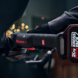 Kress Kuh04 20volt 4.0ah. Li-ion Çift Akülü 125mm Kömürsüz Profesyonel Şarjlı Devir Ayarlı Alttan Tetikli Avuç Taşlama