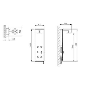 Vitra Origin Duş Sistemi A45804 Masajlı - Beyaz Cam - Krom