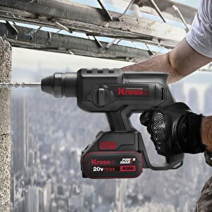 Kress Kuc60.2 20volt 4.0ah. 2.0j Li-ion Çift Akülü Şarjlı Kömürsüz Profesyonel Sds-plus Pnömatik Kırıcı/delici