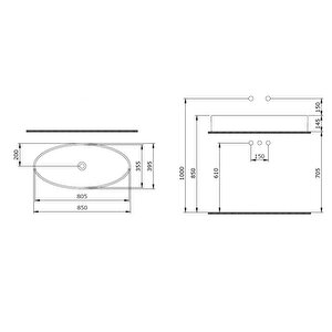 Vessel Elips Çanak Lavabo 85 Cm Mat Somon 1014-032-0125