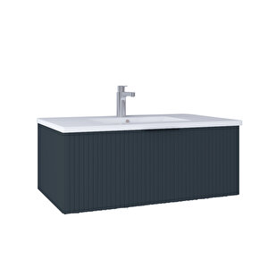 New Bella 80 Cm Lavabo Dolabı Blue Grey Kb710025 Beyaz