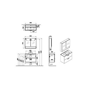 Vitra Mia Banyo Dolabı Seti 80 Cm Beyaz 66050 Beyaz