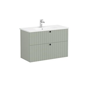 Vitra Root Groove Çekmeceli Lavabo Dolabı 100 Cm Mat Retro Yeşil 69463 Beyaz