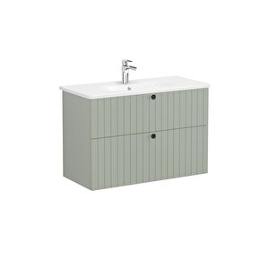 Vitra Root Groove Çekmeceli Lavabo Dolabı 100 Cm Mat Retro Yeşil 69463 Beyaz