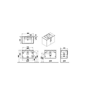 Vitra Root Flat Kapaklı Lavabo Dolabı 80 Cm Doğal Meşe 66386 Beyaz