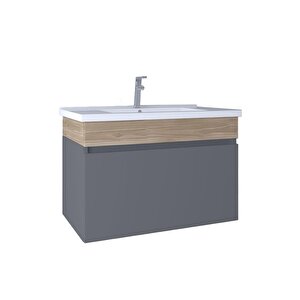 Harmony 80 Cm Lavabo Dolabı Füme + Meguro Kb710012