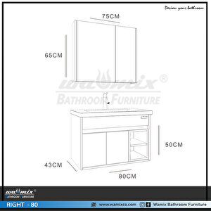 KLASS 80 CM BANYO DOLAP SETİ AYNA LAVABO DAHİL %100 MDF