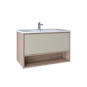 Elegant 80 Cm Lavabo Dolabı Light Walnut + Luna Kb710094