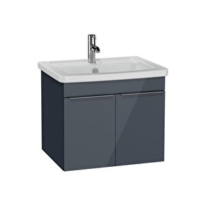 Vitra Quadrum Lavabo Dolabı 65 Cm Parlak Antrasit 66164 Beyaz