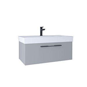Glow 100 Cm Lavabo Dolabı Light Grey Kb710034 Beyaz