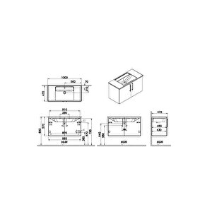 Vitra Root Flat Kapaklı Lavabo Dolabı 100 Cm Mat Fırtına Gri 68167