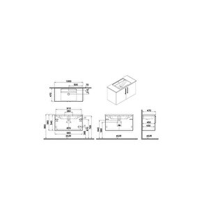 Vitra Root Flat Kapaklı Lavabo Dolabı 100 Cm Mat Fırtına Gri 68167
