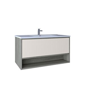 Elegant 100 Cm Lavabo Dolabı Grey Oak + Vanilya Kb710089 Beyaz