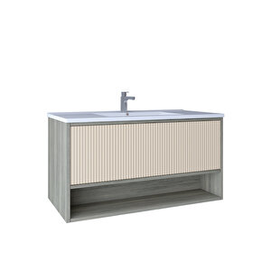 Elegant 100 Cm Lavabo Dolabı Grey Oak + Vanilya Kb710089 Beyaz