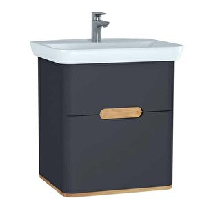 Vitra Sento Lavabo Dolabı 65 Cm Çift Çekmeceli Mat Antrasit 60834 Beyaz