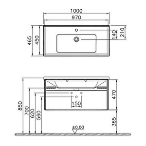 Vitra S50+ Lavabo Dolabı 100 Cm Parlak Beyaz 54742 Beyaz