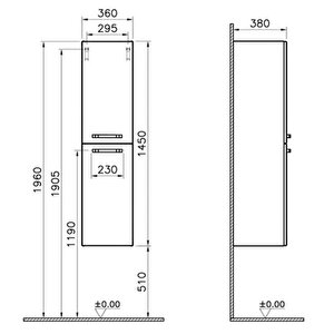 Vitra S50 Boy Dolabı 36 Cm Parlak Beyaz Sağ 56080