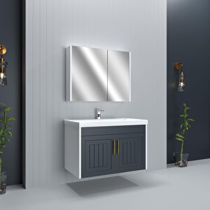 Ert Concept Retro 65 Cm Banyo Dolabı Seti Antrasit