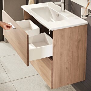 Vitra Mia Banyo Dolabı Seti Çekmeceli 80 Cm Altın Meşe 67093