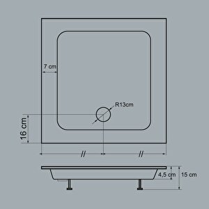 Kare Duşakabin + Duş Teknesi Tam Takım  90x90 Sifon Hediye
