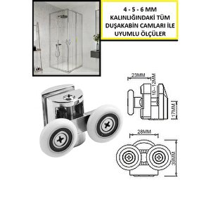 1 Adet Üst Duşakabin Tekerleği Üst Cam Rulman Krom Teker 23 Mm
