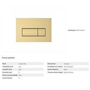 Root Square Kumanda Paneli,altın 740-2324