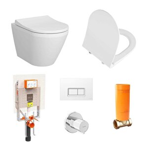 Vitra Integra Rim-ex Asma Klozet (yanları Kapalı) + Yavaş Kapanır Kapak + Gömme Rezervuar Set