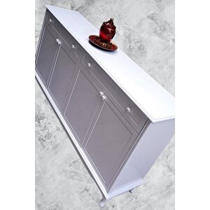 Konsol Klasik Model Tv Sehpa 90386 Ahşap Mdf Parlak Beyaz Boya El Yapım
