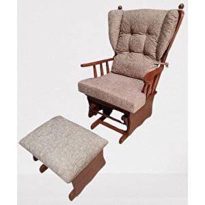 Sallanır Sandalye 90387model Ayaklık Minder Kayın Ceviz Renk Nubuk Kumaş Elyapım