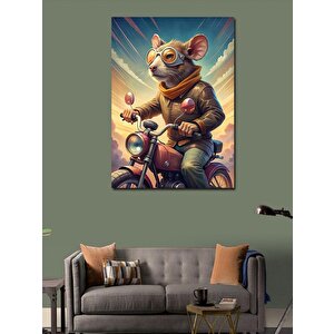 Kanvas Tablo Üretra Motosiklet Kullanan Fare 100x140 cm