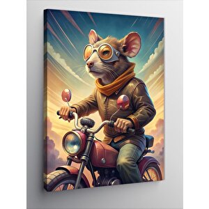 Kanvas Tablo Üretra Motosiklet Kullanan Fare