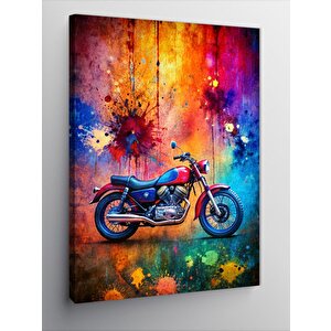 Kanvas Tablo Retro Motosiklet Yağlıboya