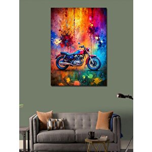 Kanvas Tablo Retro Motosiklet Yağlıboya