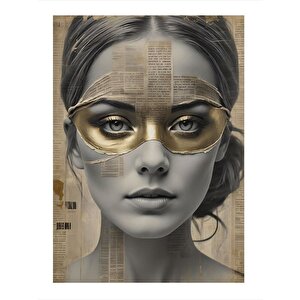 Sarı Yıldızlı Maskeli Kız Art Mdf Poster 35cm X50cm 35x50 cm